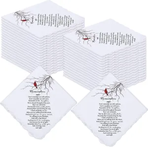 Unittype 25 Pcs Funeral Favors for Guests Bulk Memorial Handkerchief Remembrance Sympathy Bereavement Gift (Cardinal Style)