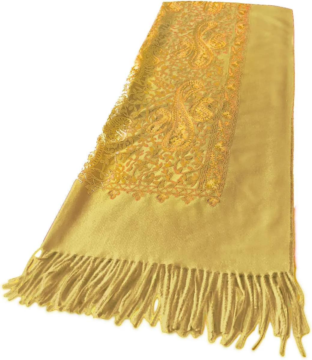 Urban CoCo Women's Embroidered Oversize Tassel Shawl Scarf Wraps for Women