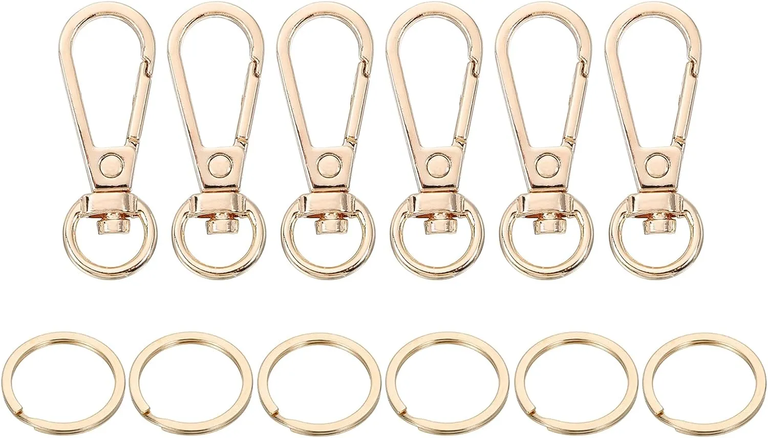 uxcell 36 Set Swivel Clasp Hooks, 0.39 Inch D Ring Swivel Purse Clips for Handbag, Purse Strap Hardware for Bag Making, Push Gate Lobster Clasp with Key Ring, Gold