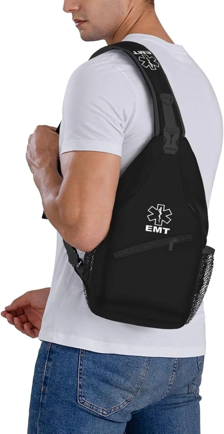 V2 EMT Emergency Medical Technician 911 Sling Bag Crossbody Backpack Shoulder Casual Daypack Bag for Men Women