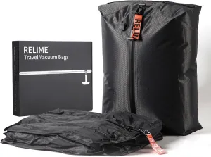 Vacuum Bags for Travel Luggage, Revolutionary Reusable Compression Bags for Carry On Suitcases and Backpack, Vacuum Seal Packing cube for Cloth Packing (2 PC No Pump)