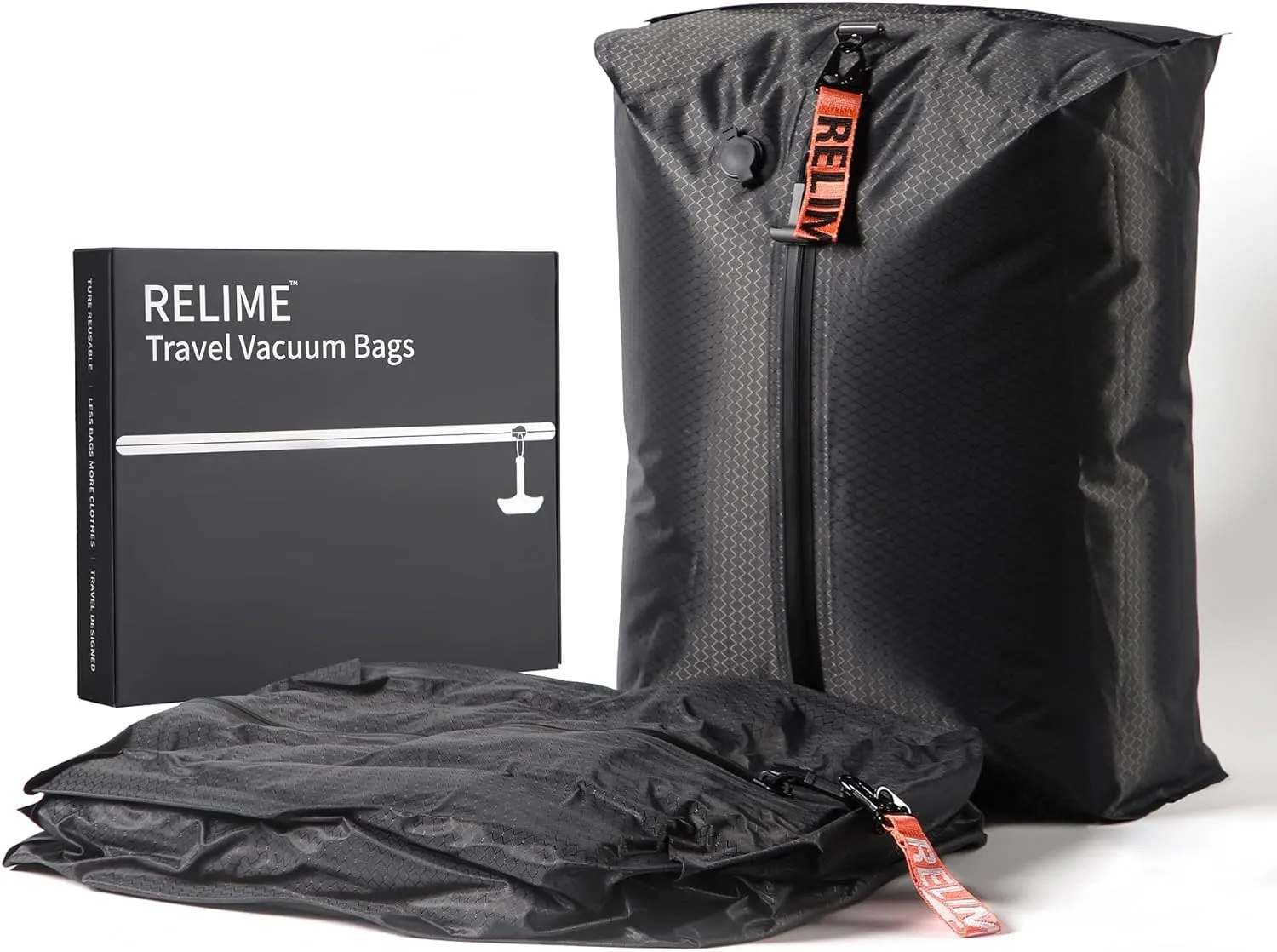 Vacuum Bags for Travel Luggage, Revolutionary Reusable Compression Bags for Carry On Suitcases and Backpack, Vacuum Seal Packing cube for Cloth Packing (2 PC No Pump)