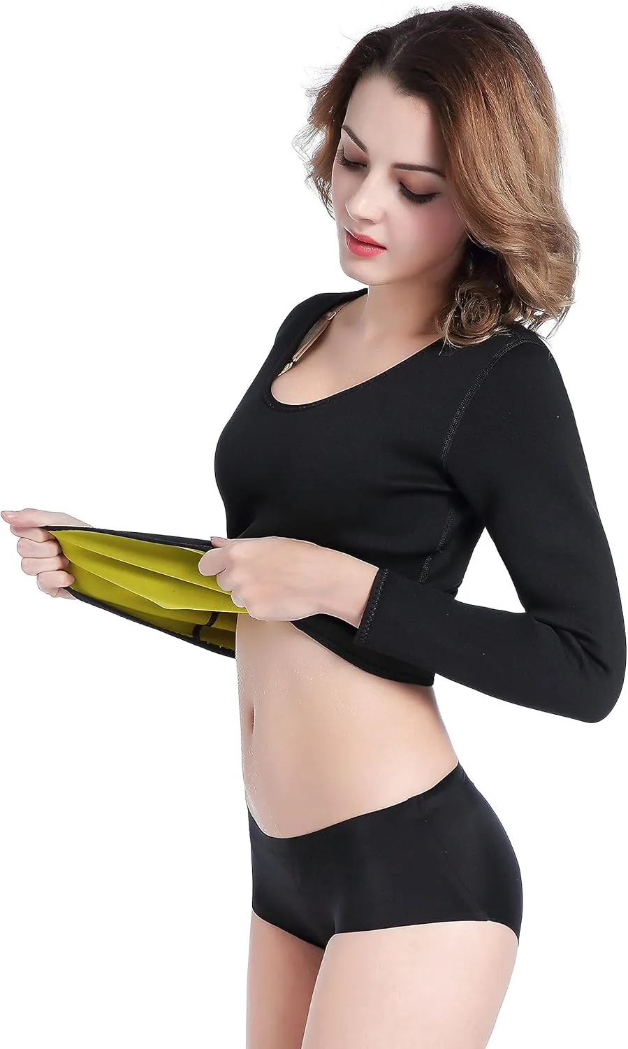 ValentinA Hot Thermo Slimming Long Shirt Workout Sweat Sauna Suit Neoprene Bodysuit Weight Loss Fat Burner for Women S-5XL