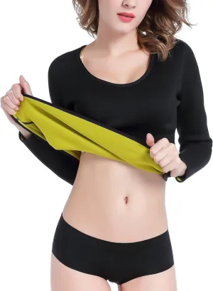ValentinA Hot Thermo Slimming Long Shirt Workout Sweat Sauna Suit Neoprene Bodysuit Weight Loss Fat Burner for Women S-5XL