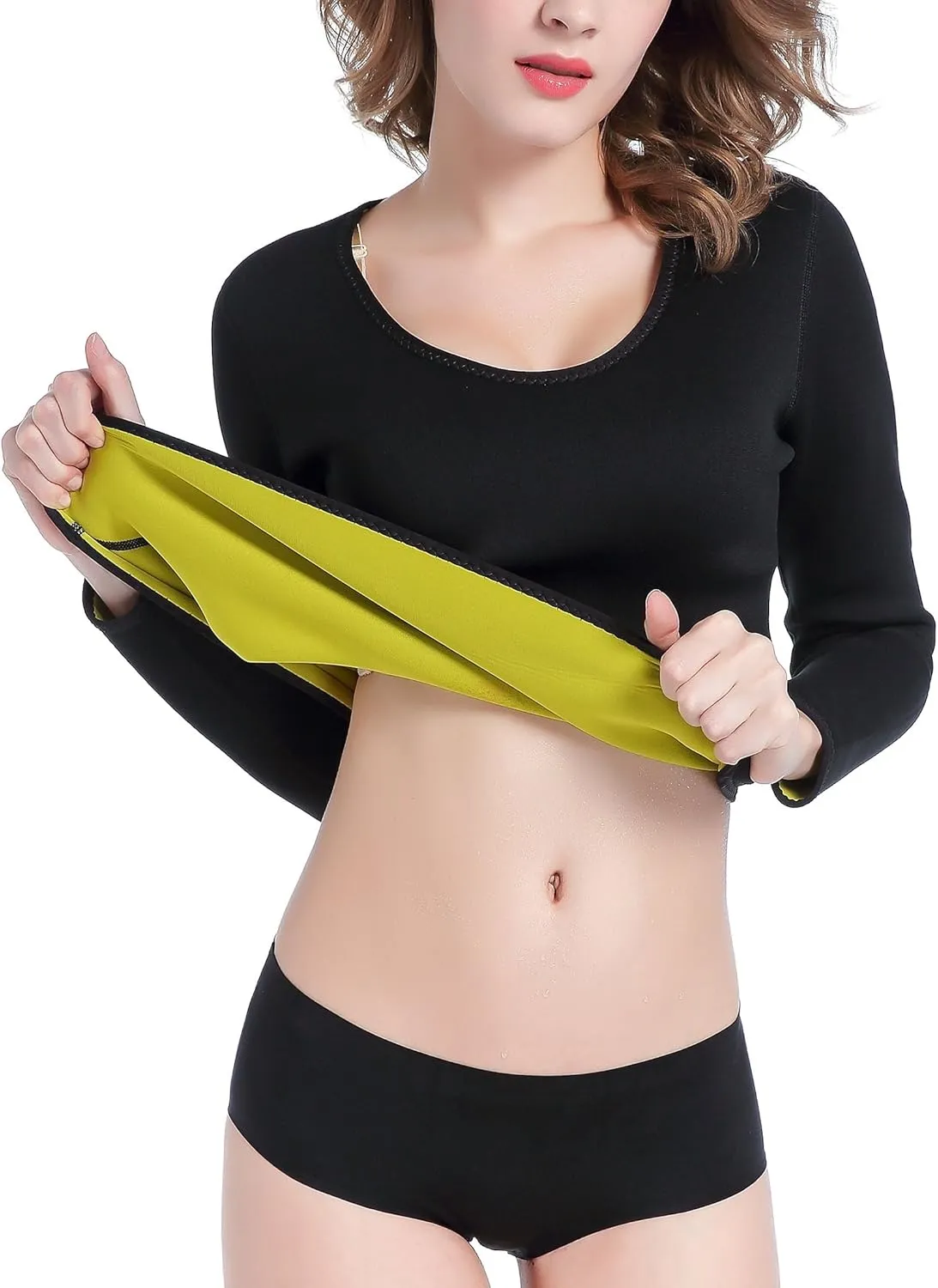 ValentinA Hot Thermo Slimming Long Shirt Workout Sweat Sauna Suit Neoprene Bodysuit Weight Loss Fat Burner for Women S-5XL