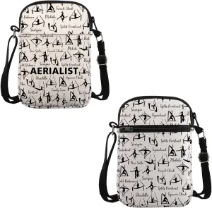 VAMSII Aerialist Yogi Dancer Appreciation Gift Aerialist Words Crossbody Bag Aerial Silks Dancer Travel Bag