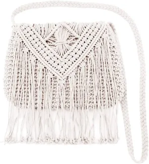 Van Caro Handwoven Cotton Straw Shoulder Bag Crochet Tassel Beach Bohemian Purse for Women