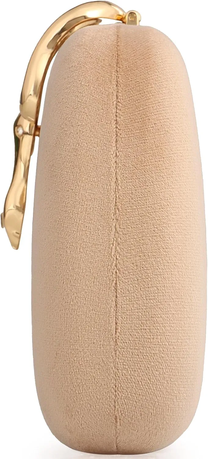 Velvet Evening Clutch Purse for Women-Snake Clasp Formal Handbag,Hard Shell Design Bag for Weddings, Parties, Prom