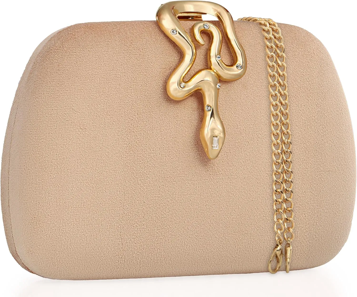 Velvet Evening Clutch Purse for Women-Snake Clasp Formal Handbag,Hard Shell Design Bag for Weddings, Parties, Prom