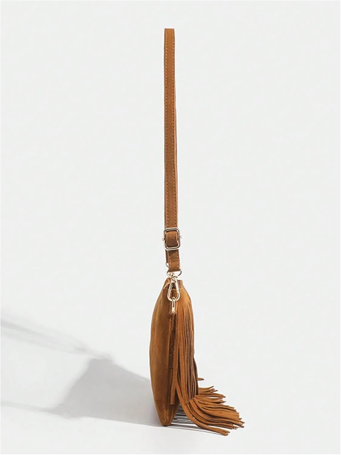 Verdusa Women's Hippie Fringe Crossbody Bags Faux Suede Purses Shopping Bag