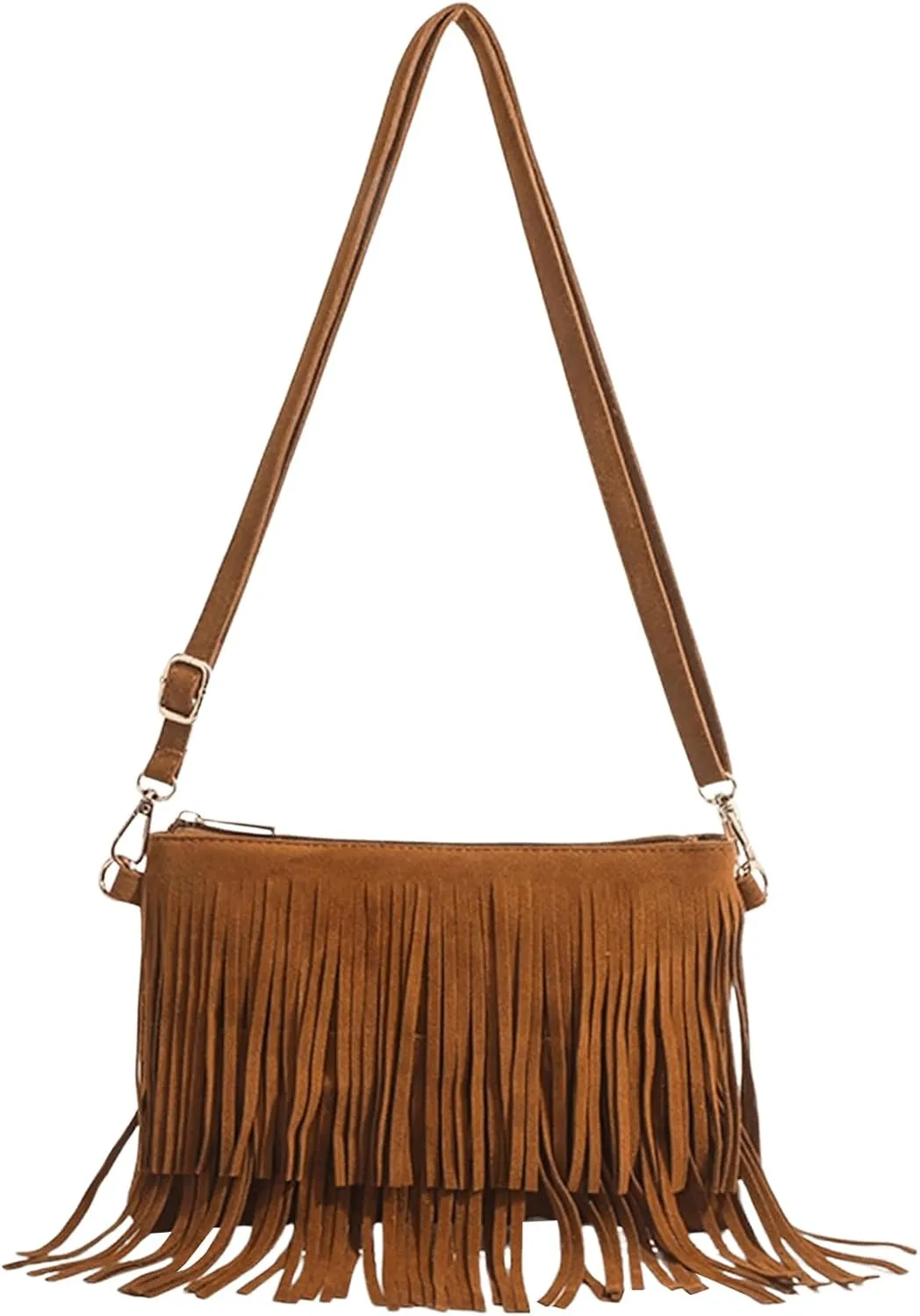Verdusa Women's Hippie Fringe Crossbody Bags Faux Suede Purses Shopping Bag