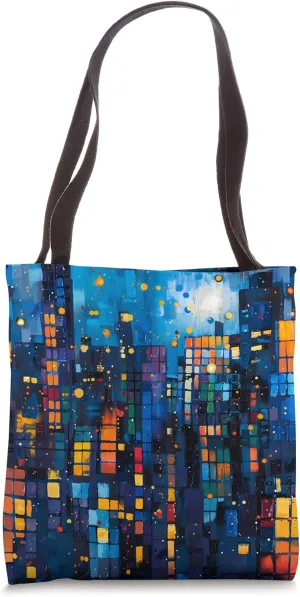 Vibrant Urban Landscape Print - Illuminated City Night Tote Bag