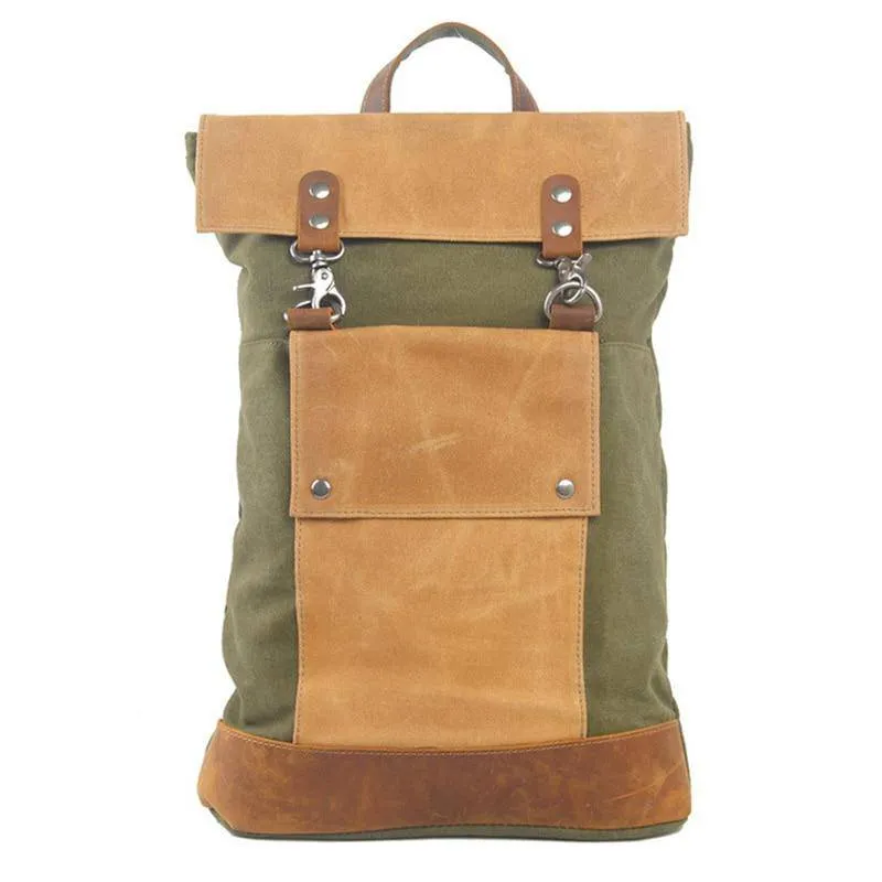 Vintage Canvas Leather Travel 20 to 35 Litre Backpack