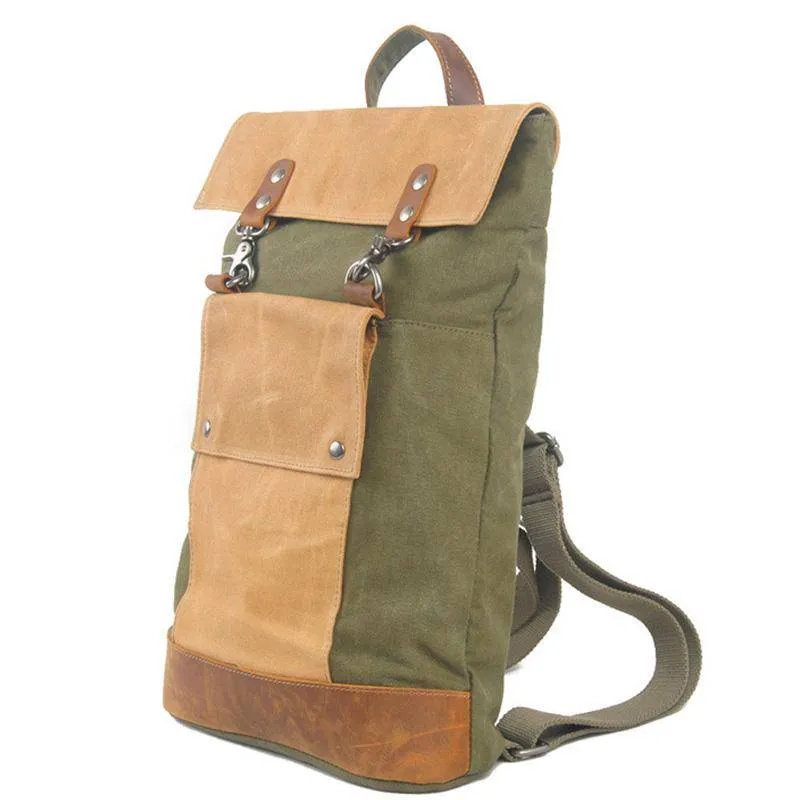 Vintage Canvas Leather Travel 20 to 35 Litre Backpack
