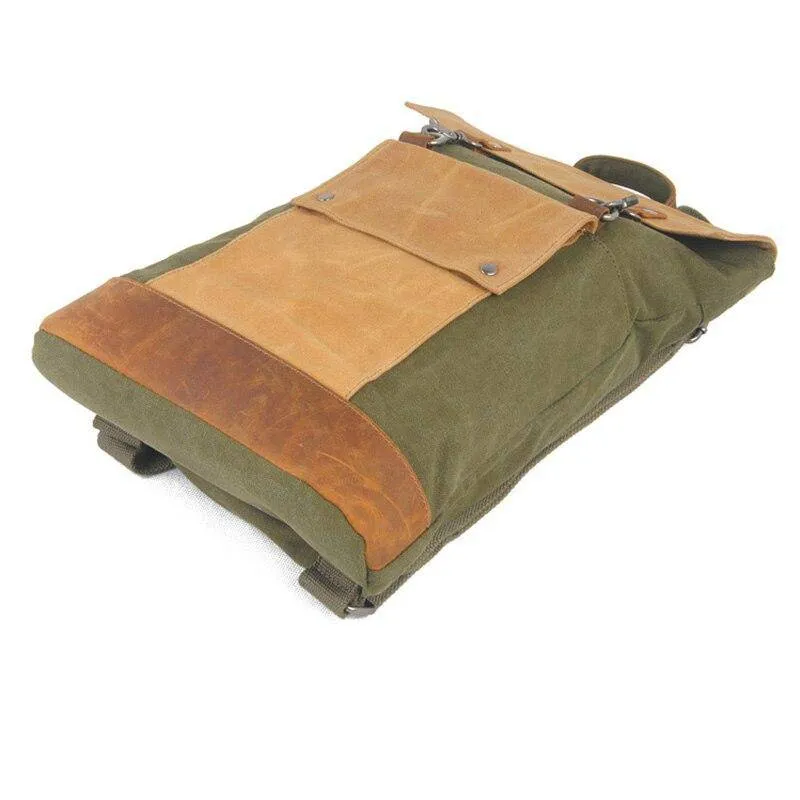 Vintage Canvas Leather Travel 20 to 35 Litre Backpack
