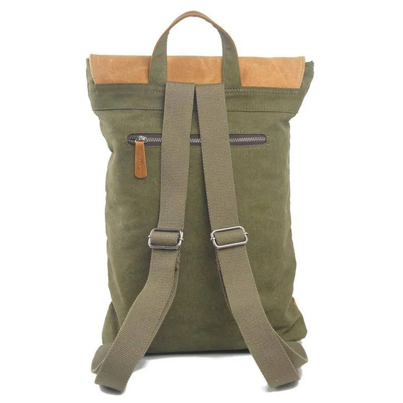Vintage Canvas Leather Travel 20 to 35 Litre Backpack