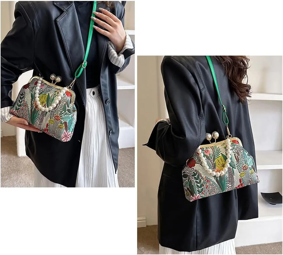 Vintage Embroidered Flower Handbag - Elegant Bohemian Crossbody Purse, Perfect for Parties, Weddings, and Daily Use