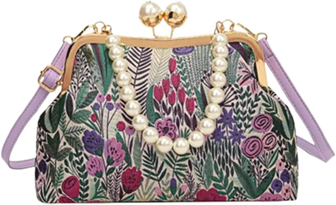 Vintage Embroidered Flower Handbag - Elegant Bohemian Crossbody Purse, Perfect for Parties, Weddings, and Daily Use
