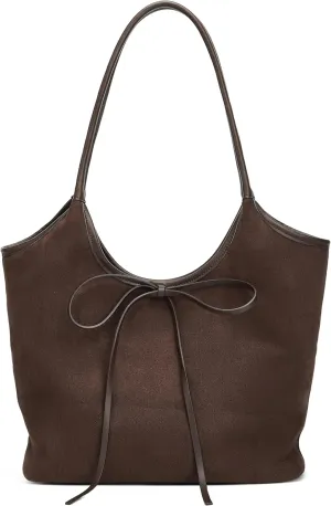 Vintage French Bow Tote Bag Large Capacity Hobo Bag Shoulder Bag Satchel Purse Chic Underarm Bag for Women Girls