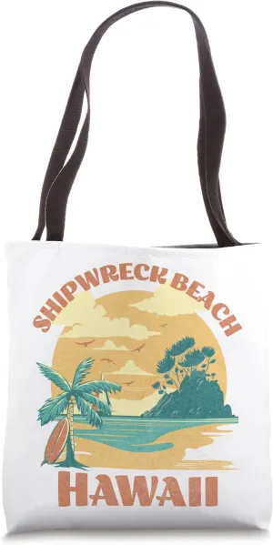Vintage Shipwreck Beach Lanai Hawaii Surf Hawaiian Surfing Tote Bag