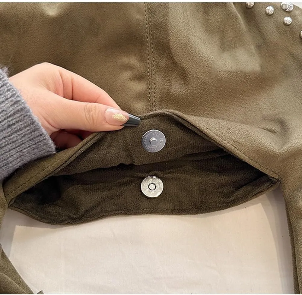 Vintage Suede Y2k Shoulder Bag - Studded Purses Vegan Leather for Fall