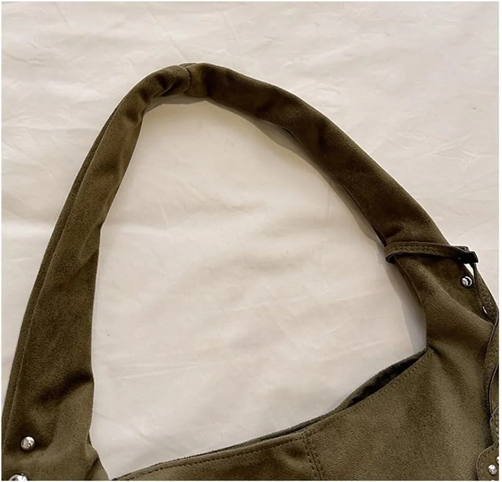 Vintage Suede Y2k Shoulder Bag - Studded Purses Vegan Leather for Fall