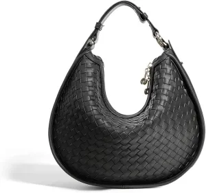 Vionli Half Moon Handbags for Women, Soft Leather Bags, Trendy Woven Purse, Shoulder Bag with Adjustable Strap
