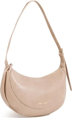 Viva Terry Vegan Leather Crescent Bag Casual Shoulder Purse and Handbag for Women with Adjustable Strap and Tassel
