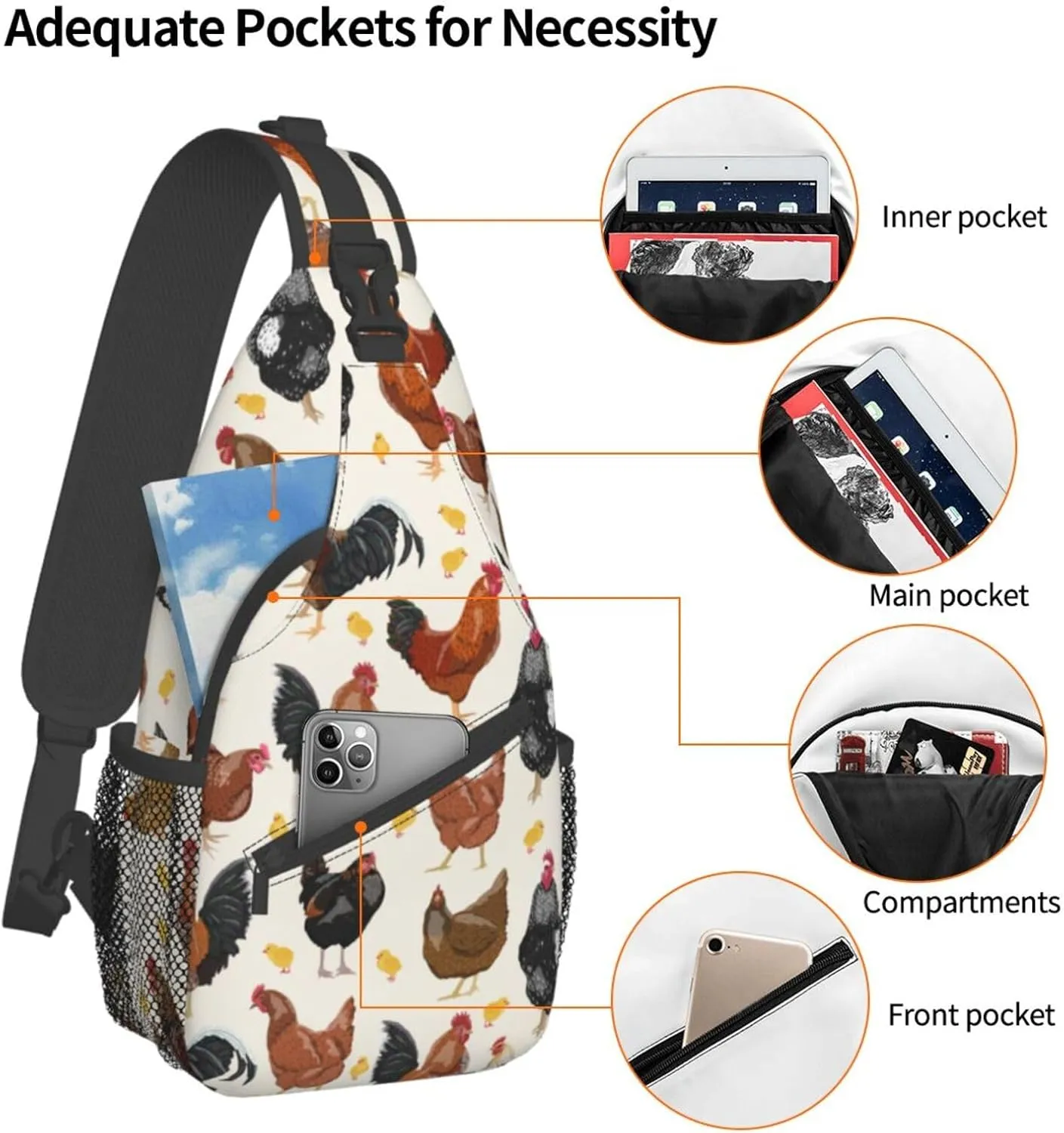 VOOHDDY Sling Bag For Women Men Travel Hiking Backpack Crossbody Shoulder Chest Bags Casual Daypack Sport