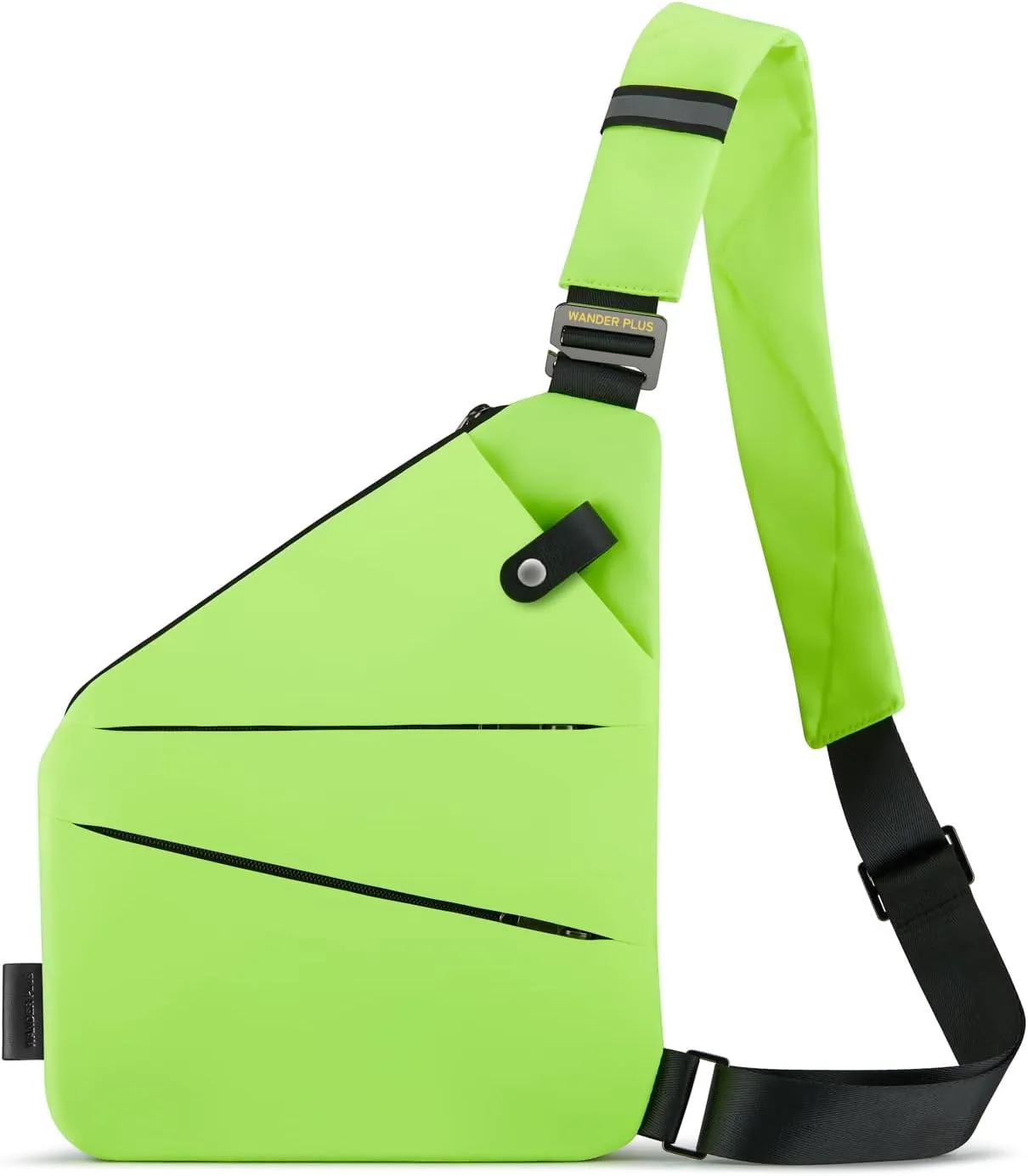 WANDER PLUS® Anti Theft Crossbody Travel Bag for Women Men, Multi-Pocket Crossbody Bag, Slim Sling Bag with Adjustable Strap, Fluorescent Green