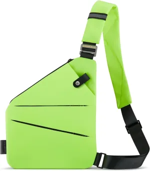 WANDER PLUS® Anti Theft Crossbody Travel Bag for Women Men, Multi-Pocket Crossbody Bag, Slim Sling Bag with Adjustable Strap, Fluorescent Green