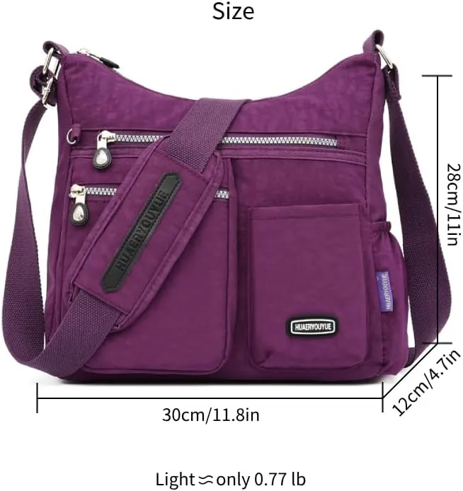 Waterproof Shoulder Bag Nylon Crossbody Bag for Women Travel Purses and Handbag Large Capacity