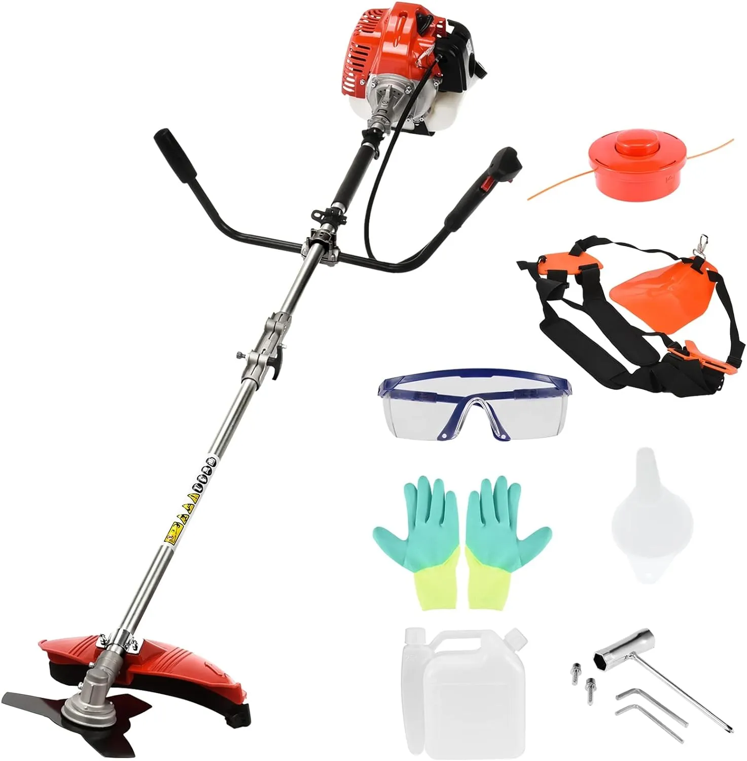 Weed Eater Gas Powered 52cc 2-Stroke Gas Crank, 2 in 1 Grass Trimmer, Multi-Functional Trimming Tool - String Trimmer, Brush Trimmer Red