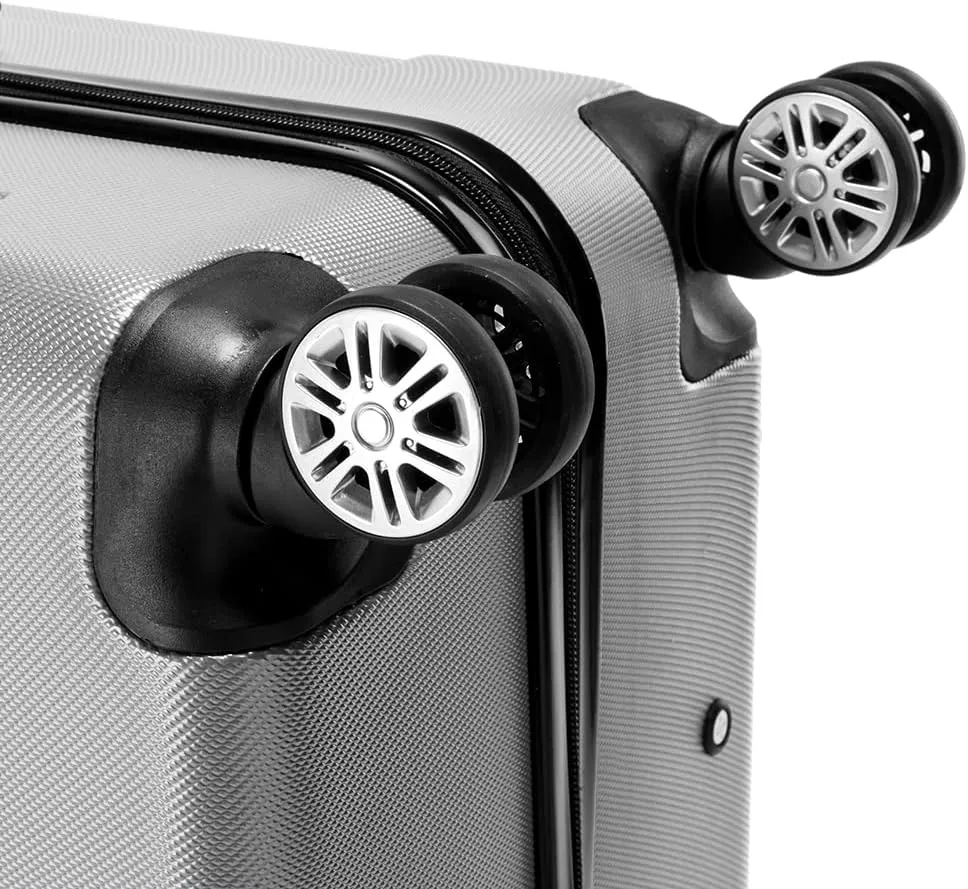 WEI WEI GLOBAL 3-Piece Luggage Sets - Travel Bag ABS Trolley Suitcase - Hard Shell Suitcases with Wheels - Traveling Storage Suitcase Set (20", 24", & 28") - Gray