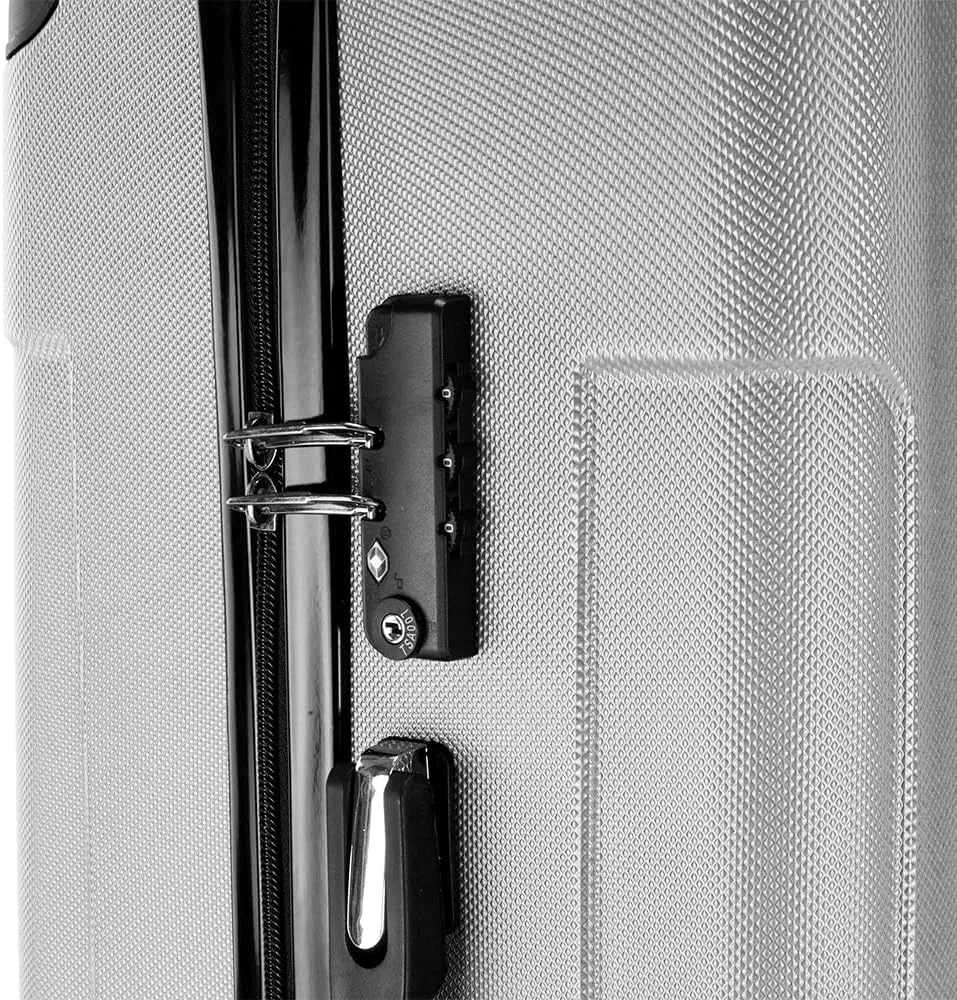 WEI WEI GLOBAL 3-Piece Luggage Sets - Travel Bag ABS Trolley Suitcase - Hard Shell Suitcases with Wheels - Traveling Storage Suitcase Set (20", 24", & 28") - Gray