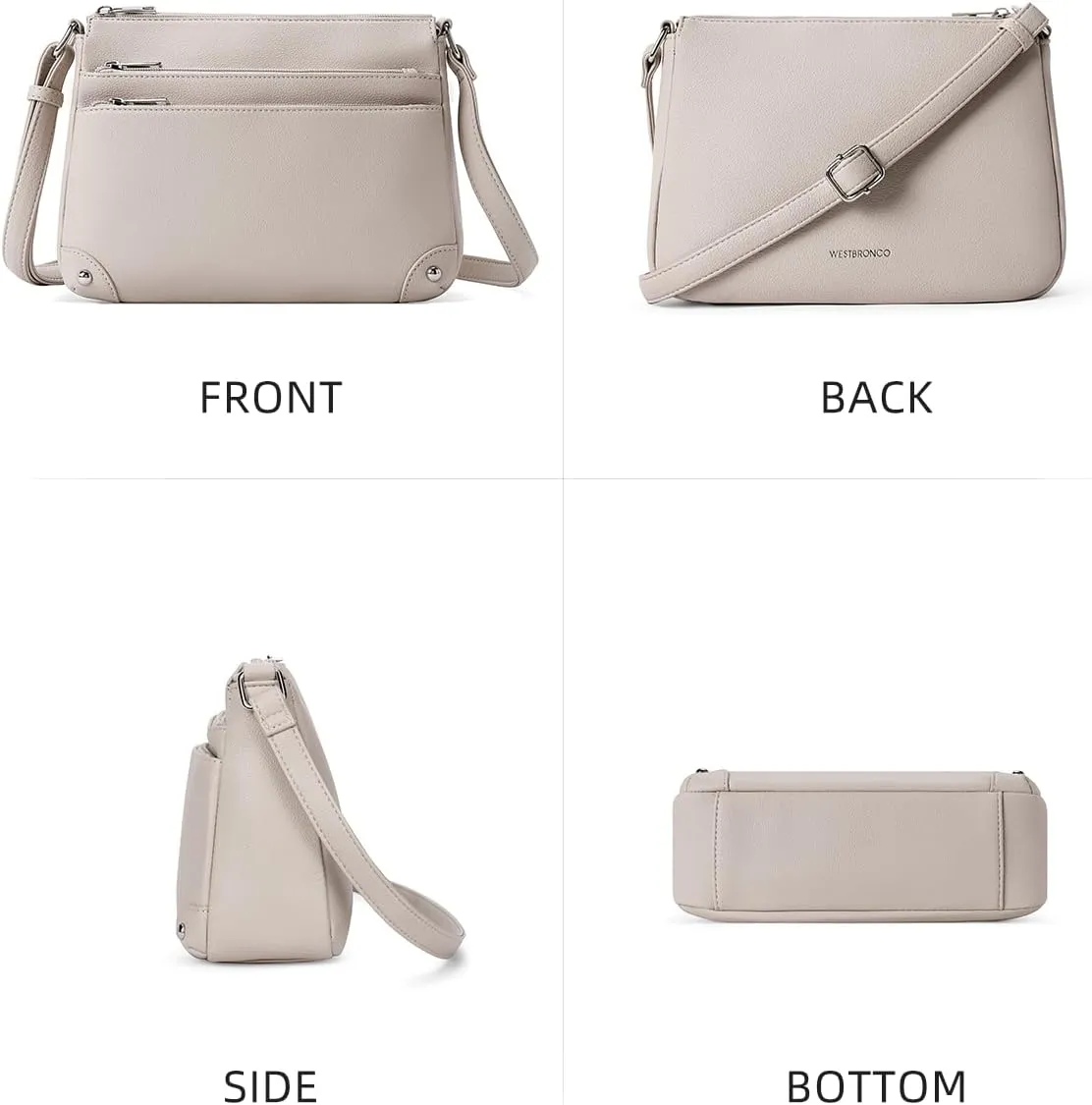 WESTBRONCO Crossbody Bags for Women, Medium Size Shoulder Handbags, Satchel Purse with Multi Zipper Pocket