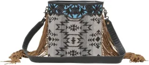 Western Leather Shoulder Bag for Women - Hand Tooled Upcycled Crossbody Bag With Tassel