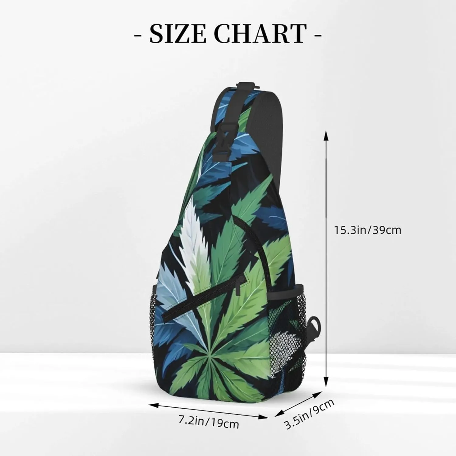 White Camouflage Marijuana Crossbody Backpack Travel Sling Shoulder Bag For Men Women Adjustable Hiking Daypack