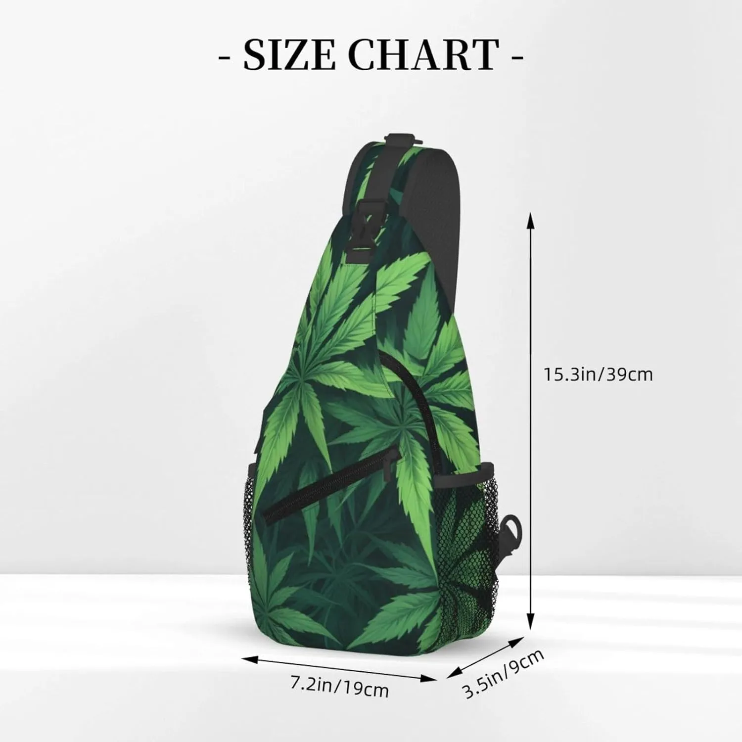 White Camouflage Marijuana Crossbody Backpack Travel Sling Shoulder Bag For Men Women Adjustable Hiking Daypack