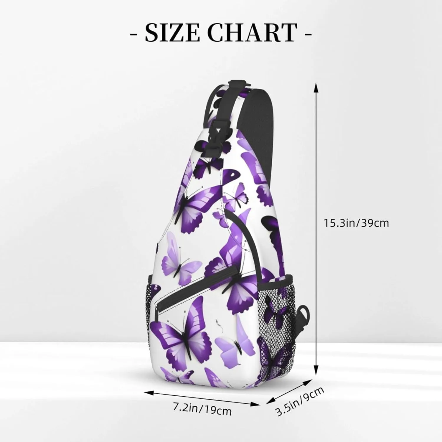 White Purple Butterflies High Storage Capacity Chest Bag Diagonally Sling Backpack Crossbody Shoulder Bag For Men Women