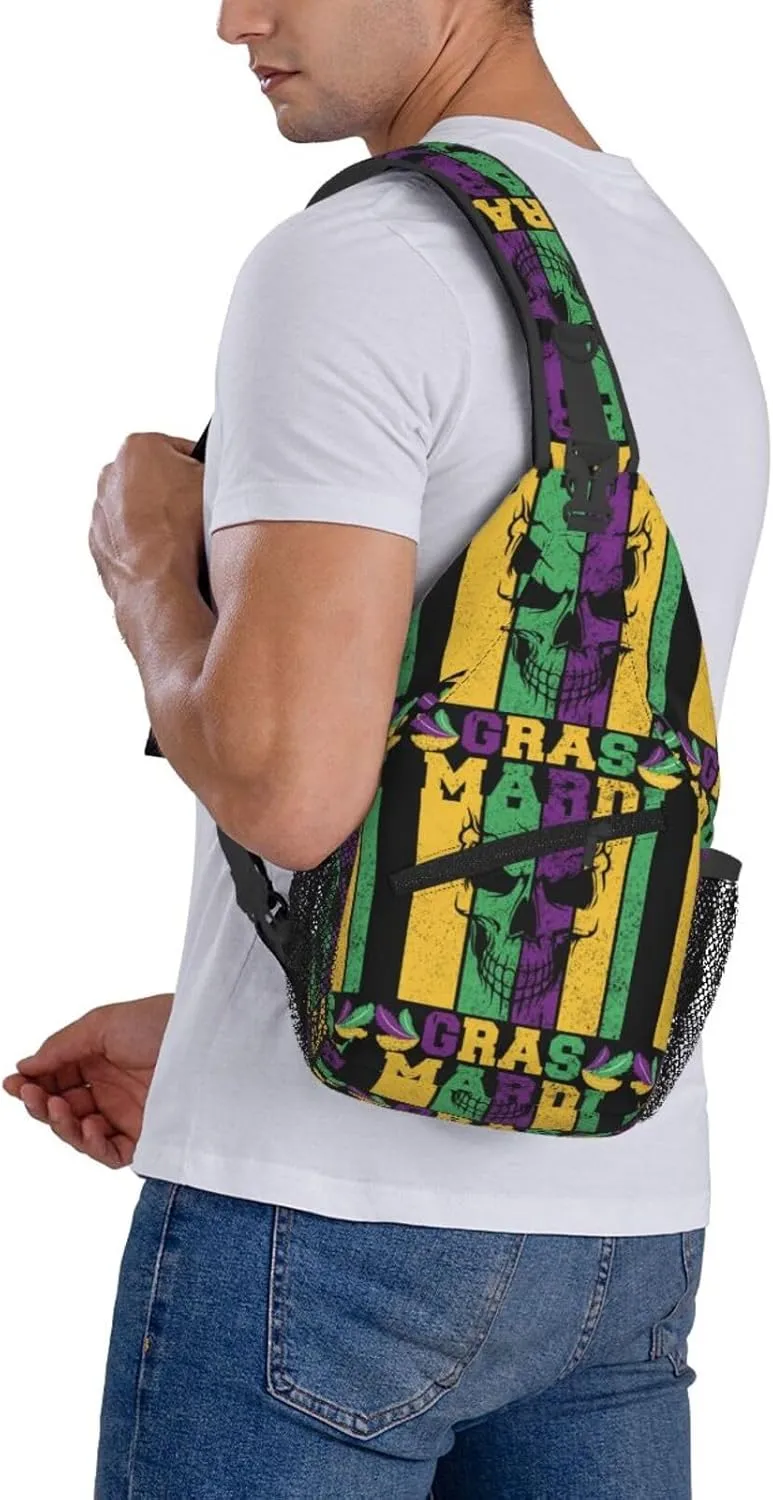 Who's Your Crawdaddy Mardi Gras Mask Beads Crawfish Sling Bag Crossbody Bag Chest Bags Travel Shoulder Backpack