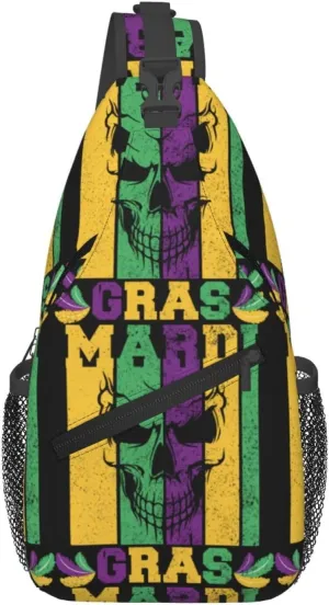 Who's Your Crawdaddy Mardi Gras Mask Beads Crawfish Sling Bag Crossbody Bag Chest Bags Travel Shoulder Backpack