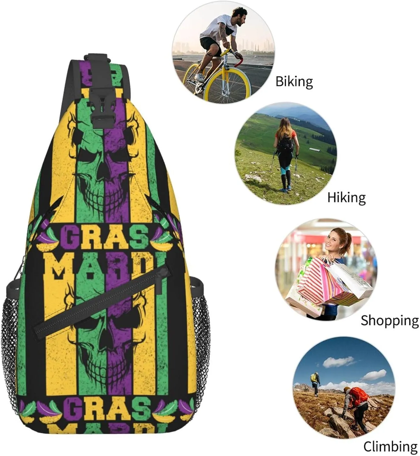 Who's Your Crawdaddy Mardi Gras Mask Beads Crawfish Sling Bag Crossbody Bag Chest Bags Travel Shoulder Backpack