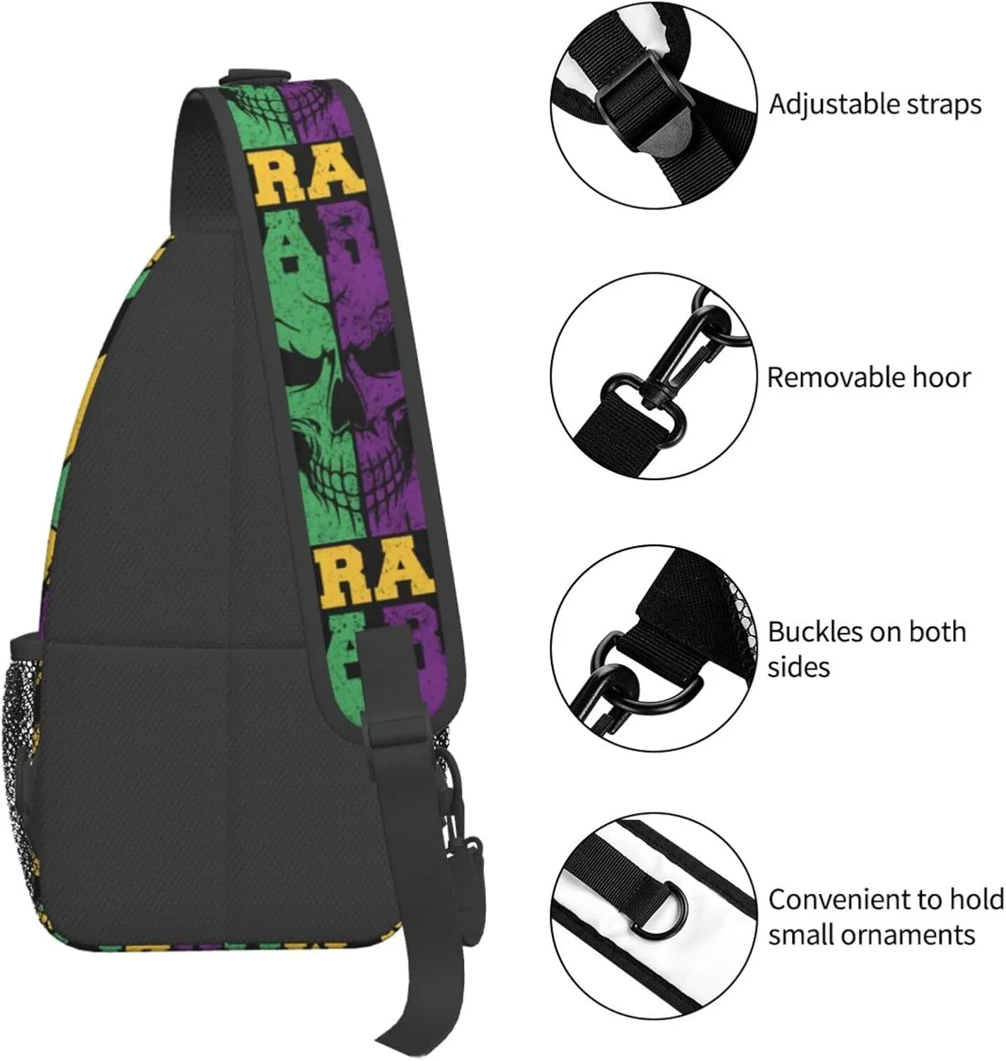 Who's Your Crawdaddy Mardi Gras Mask Beads Crawfish Sling Bag Crossbody Bag Chest Bags Travel Shoulder Backpack