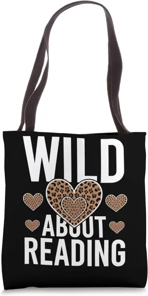 WILD About READING - Leopard Heart Design Tote Bag