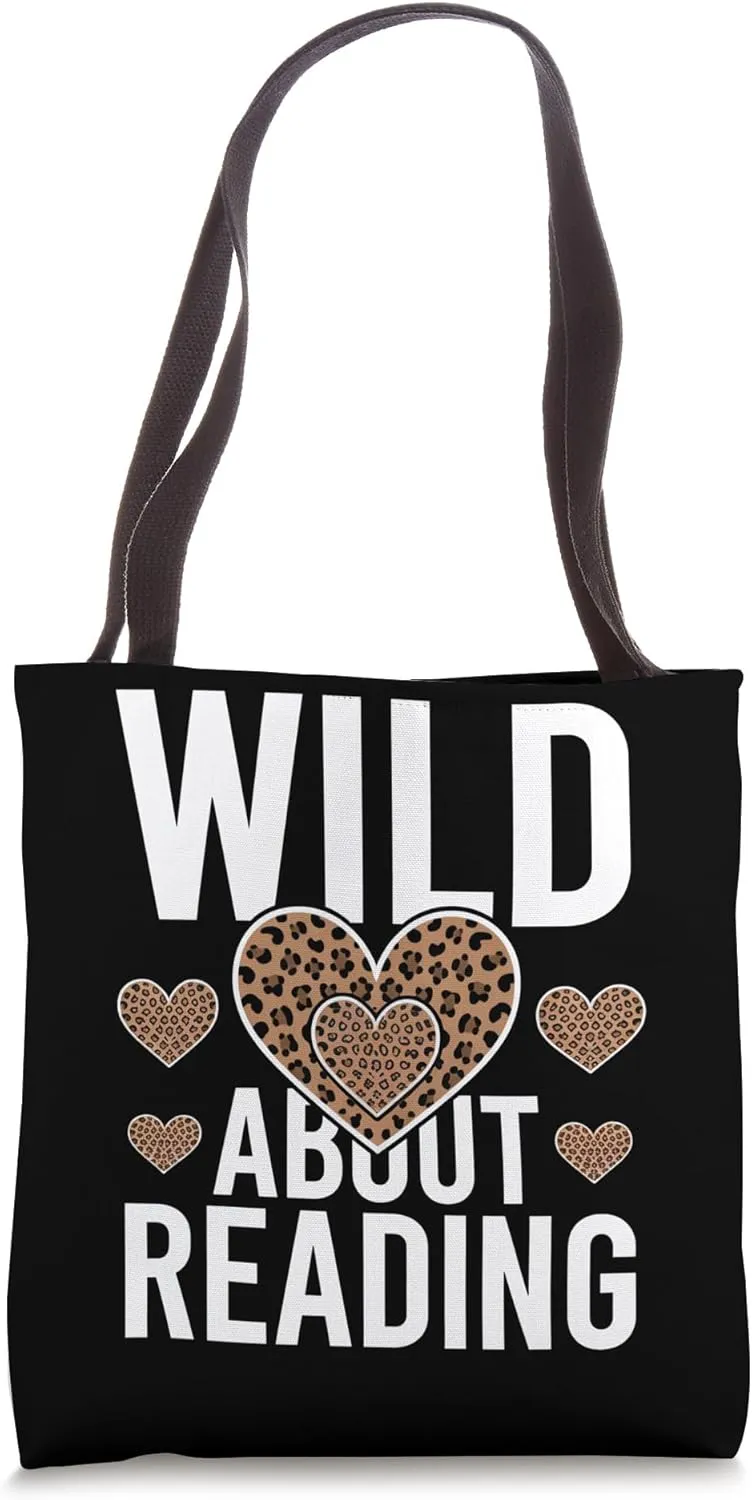 WILD About READING - Leopard Heart Design Tote Bag