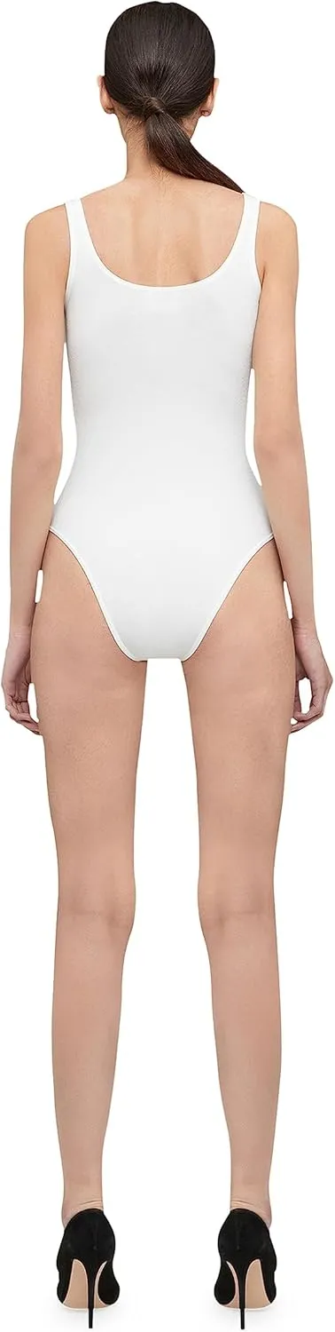 Wolford Jamaika Body for Women Sleeveless Bodysuit Opaque Circular-Knit Material Shiny Finish Fine Trim Brazilian-Cut Bottom