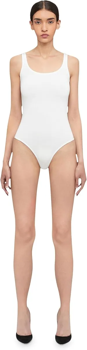 Wolford Jamaika Body for Women Sleeveless Bodysuit Opaque Circular-Knit Material Shiny Finish Fine Trim Brazilian-Cut Bottom