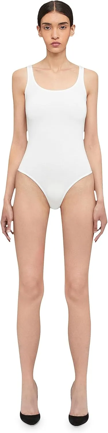 Wolford Jamaika Body for Women Sleeveless Bodysuit Opaque Circular-Knit Material Shiny Finish Fine Trim Brazilian-Cut Bottom