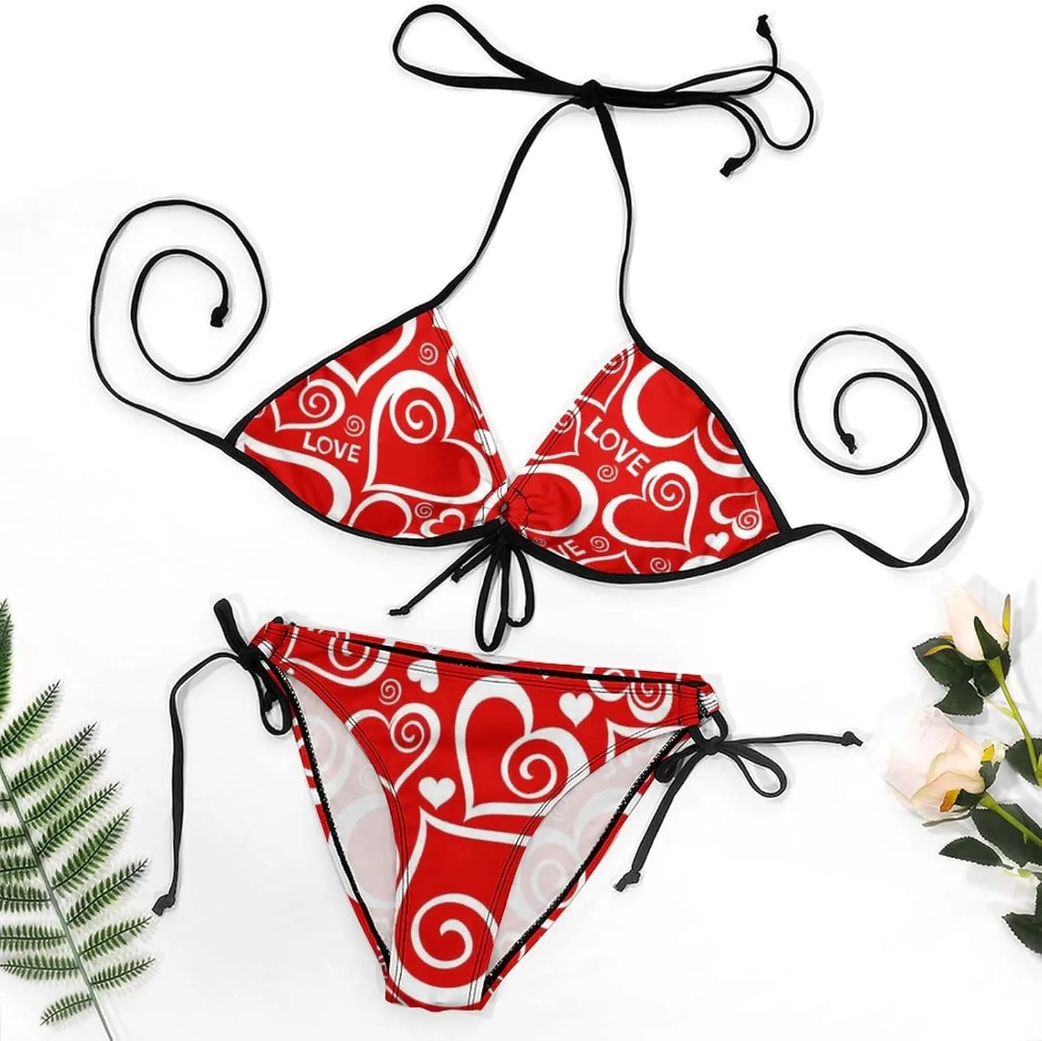 Women 2 PC Bikini Set Sexy Sling Halter String Swimsuit Beach Vacation S - XXL